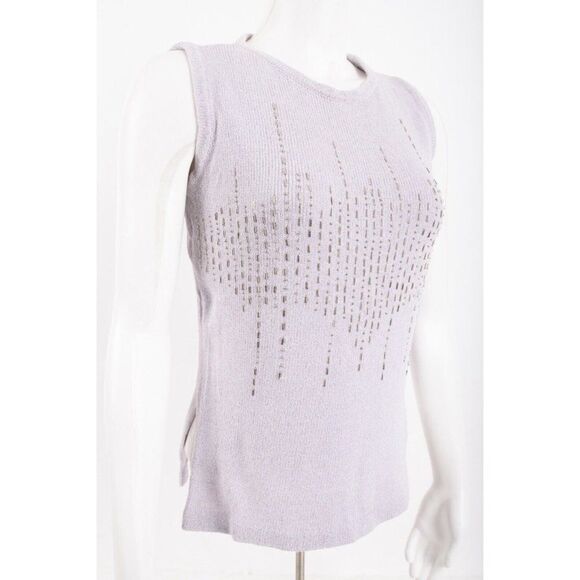 Vintage Roberta Pinto Womens Purple Knit Beaded Pullover Top Shirt Sweater S - Picture 2 of 6